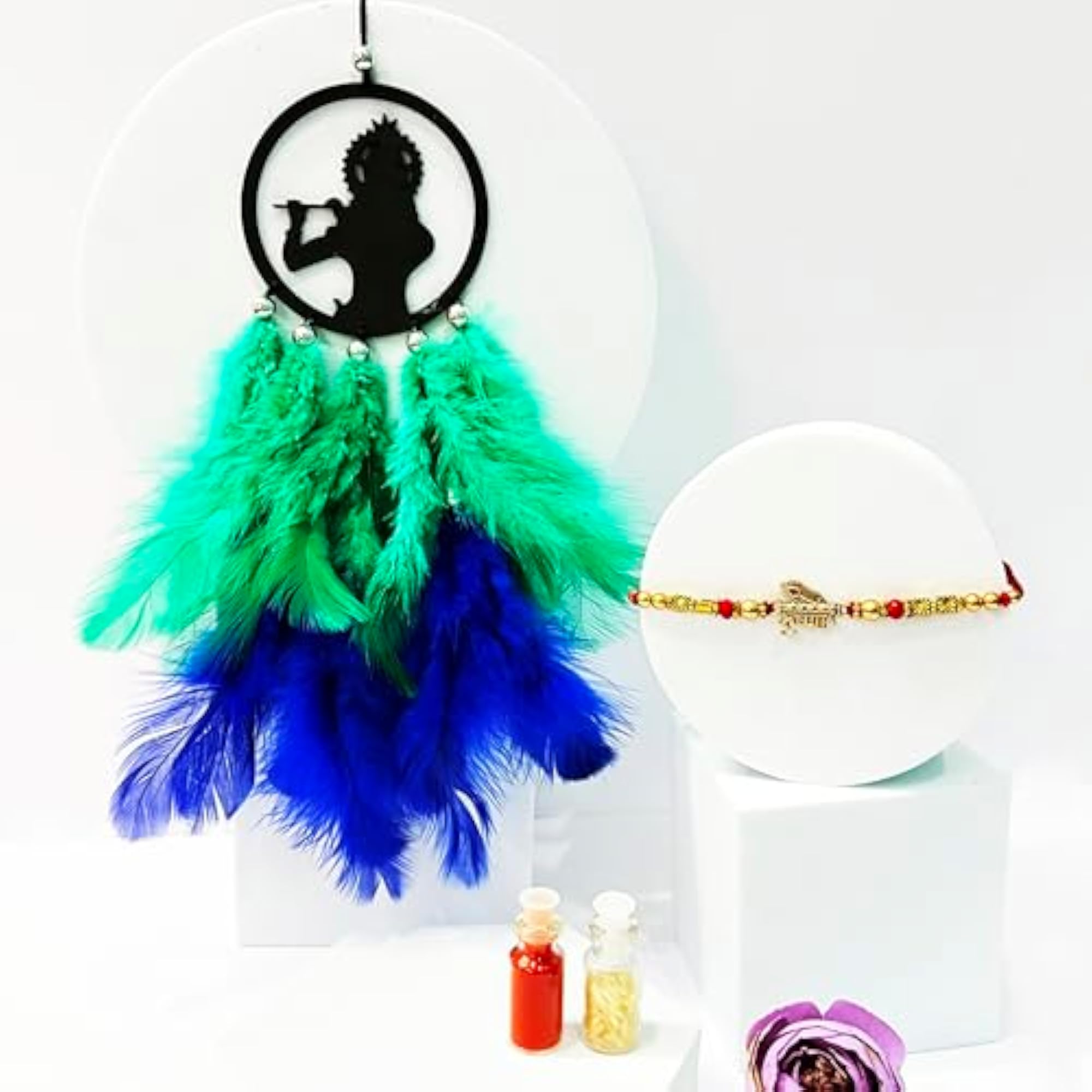 Krishna Inspired Dream Catcher with Rakhi Gift Set, Handcrafted