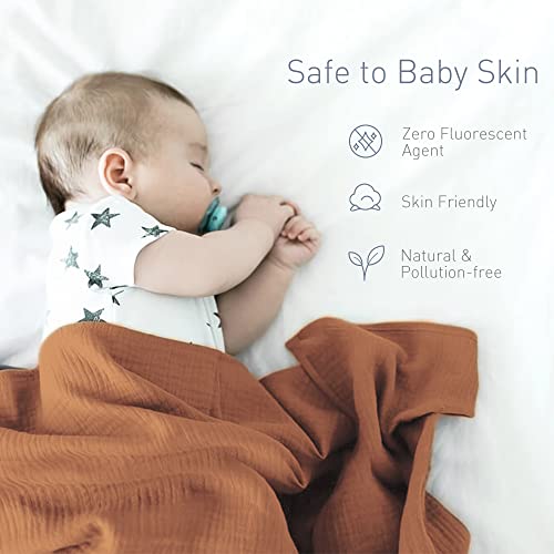 Image of Newborn Baby Swaddle Blanket Unisex Swaddle Wrap Soft Silky Muslin Swaddle Blankets Neutral Receiving Blanket for Newborn Boys and Girls Large 47 x 47 inches(120x120cm) (Claybank)