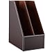 KINGFOM Wooden Leatherette Desktop File Folder Organizer and Document File Stand Journals Magazine Rack 2 Slots (brown)