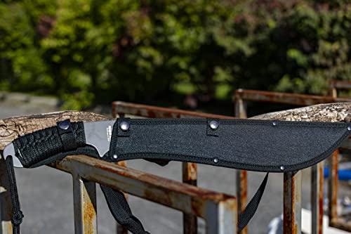 Jungle Master–Machete with Reverse Serrations–Black Stainless Steel Blade w/ Reverse Serrations,Full Tang,Cord Wrapped Handle,Nylon Sheath,Outdoor,Hunt,Camp,Hike,Survival,JM-031B 21-Inch Overall by Jungle Master - Image 5
