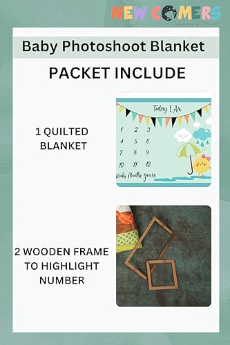 Image of NEW COMERS Milestone Baby Blanket for All Season, Multiuse Cotton Blanket & Prop for Summer /Winter /Ac Room, Blankets for Kids /New Born Monthly Photoshoot, Thread Count (80 /153) 135x115x2cm | 521