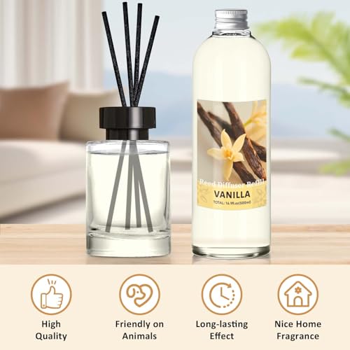 Image of STRN Reed Diffuser Refill, Vanilla Scent Diffuser 500ml | 16.9 oz with 6 Reed Sticks, Room Fresheners for Home, Long-Lasting Fragrance for Living Room, Bedroom, Office, Home Decor