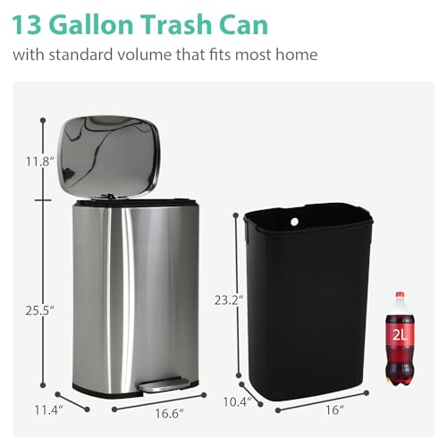 Caneca de Basura Rectangular de 13 galones con Pedal miniatura 6