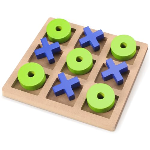 Seenelling Wooden Tic Tac Toe Game Tic Tac Toe Board Game 7 Inch Wood Board Table Top Living Room...