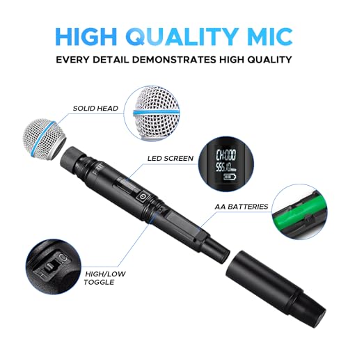 image for Froket Wireless Microphone System - Pro UHF Automatic Search Dual Chan