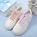 YBEATY 4 Pairs Fashion Shoelaces Casual Ribbon Flat Snow Yarn Shoelace Silk Stain Organza Shoestrings for Ladies Women Girls(Khaki + Yellow + Gray + Purple)