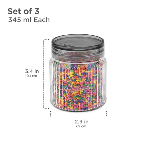Image of Milton Olive Plastic Container with Lids, 345 ml, Clear Kitchen Storage Box Set of 3, Food Storage Jars for Kitchen, Tea Sugar Container, Airtight, Durable, Multi-purpose, Ideal for Kitchen Essentials