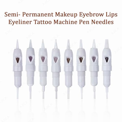 Image of PMU Permanent Micro-blading Semi-Permanent Makeup 1P I 3P | 5P | 7 P | 3F | 5F | 7F Needles Eyebrow Tattoo Permanent Makeup Pen Needle Cartridge for Eyeliner Pack of 10 (1 Prong Needle)