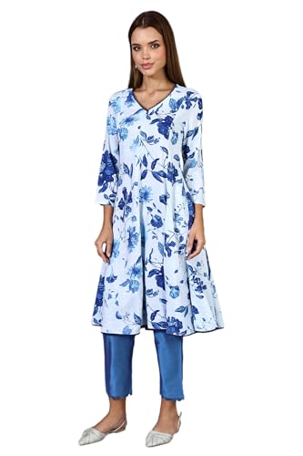 Image of W for Woman Schiffli Embroidered Straight Rayon Kurta