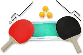 Kit Tênis de Mesa Completo com Rede Ajustável, Raquetes Dupla Face e 3 Bolinhas – Diversão Portátil para Qualquer Mesa
