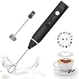 Milk Frother Handheld, Gbivbe Rechargeable Whisk Drink Mixer for Coffee with Art Stencils, Coffee...
