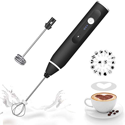 Gbivbe Mousseur à lait portatif rechargeable pour café avec pochoirs artistiques, mélangeur à café pour cappuccino, chocolat chaud, frappe, chocolat chaud, fouet à œufs Cover