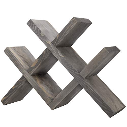 Mygift Vintage Gray Wood 4-Bottle Countertop Wine Storage Rack, Wine Bottle Tabletop Display Holder #TOP4
