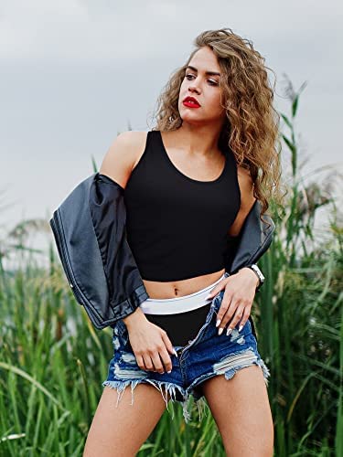 4 Pieces Women Basic Crop Tank Top Short Sleeveless Sports Crop Top #TOP6