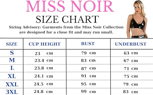MISS NOIR Damen Wetlook Sexy Top Vinyl-BH Verstellbaren Trägern Dreifach Verstellbarem Rückenverschluss Clubwear, Rot (203701-RD), M