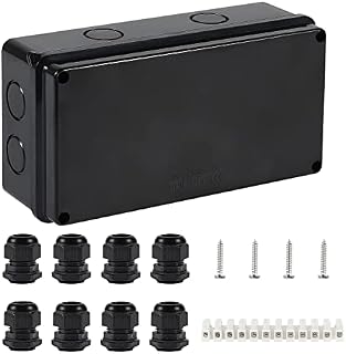 IP65 Waterproof Junction Box Large ABS Electrical Box Outdoor Cable Connector,Black(200x100x70mm)