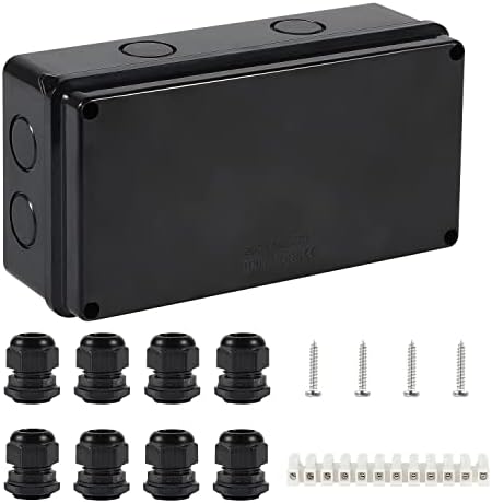 IP65 Waterproof Junction Box Large ABS Electrical Box Outdoor Cable Connector,Black(200x100x70mm)