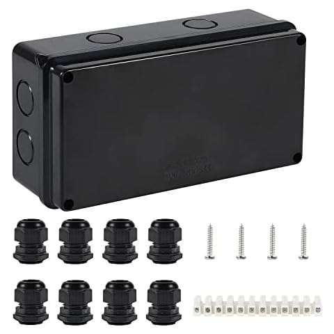 IP65 Waterproof Junction Box Large ABS Electrical Box Outdoor Cable Connector,Black(200x100x70mm) Cover