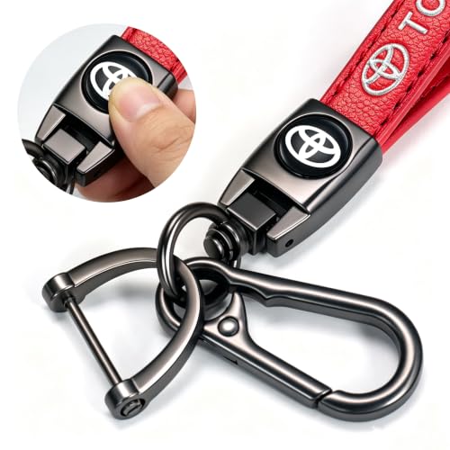 Image of Leather car Keychain 01 Set for Men and Women Family Present Keychain Key Ring Lanyard (red)