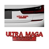 Dickno Ultra MAGA Edition Car Emblem, 3D Raised Letter Metal Fender Badge Sticker with Strong Adhesive, Auto Personality Trunk Logo Decal, Universal Car Exterior Decor Accessories (Red & Black)