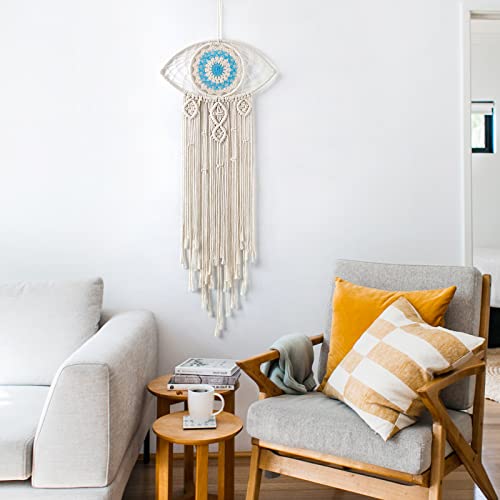 Lomohoo Large Boho Dream Catchers Evil Eye Macrame Wall Hanging Woven Dream Catcher For Bedroom Home Dorm Room Ornament(Beige) #TOP6