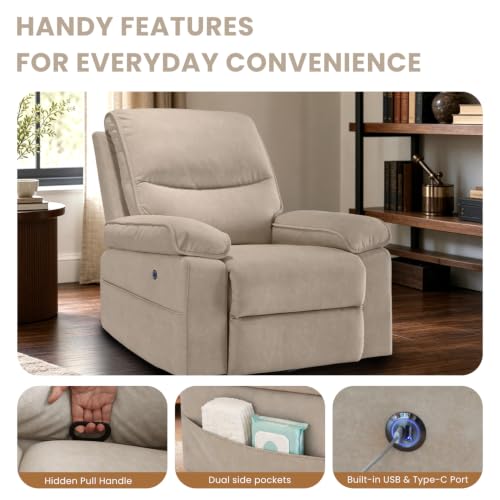 Image of Nursery Rocking Chair Glider with USB & Type-C Charging, Oversized 270 Swivel Recliner Chair for Breastfeeding, Baby Room Nursing Chair with Wide Foot Rest, Living Room Chair, Linen