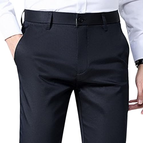 Maiyifu-GJ Men's Casual Slim Fit Dress Pants Summer Stretchy Suit Pants Straight Fit Solid Color Work Pants​2