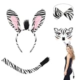 YAZWUR Set de Disfraz de Cebra para Mujer con Diadema de Orejas, Accesorios de Disfraz de Animal y Jungla para Carnaval, Fiesta de Halloween y Más