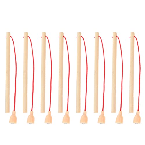 Toyvian 8Pcs Pegues de Pesca Magnética de Madera 5.8 Pulgadas Cañas de Pesca Imán para Niños Caza de Pesca Magnética