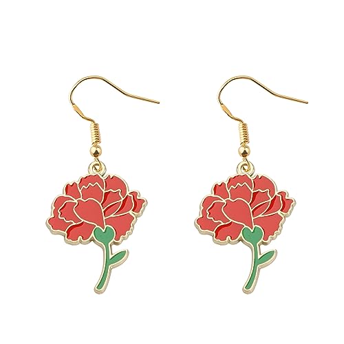 WSNANG Musical Inspired Gift Musical Lover Earrings Red Flower Jewelry Musical Theater Fans Gift (Red Flower ER)