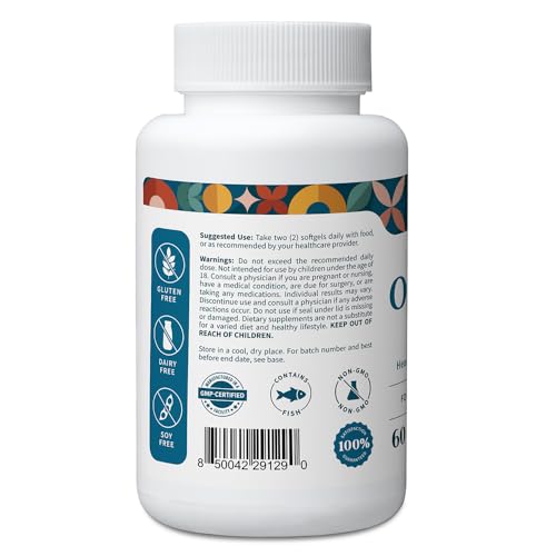 Image of Pattern Wellness Omega 3 Softgels - Pure Fish Oil Formula - Helps Maintain Brain, Heart & Joint Health - 3rd Party Lab Tested - Non-GMO, Dairy-Free, Gluten-Free - 120 Softgels