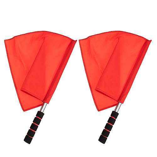 BCOATH 2pcs Stainless Steel Referee Flag and Whistle Set Conducting Flag for Football Volleyball and Racing Games