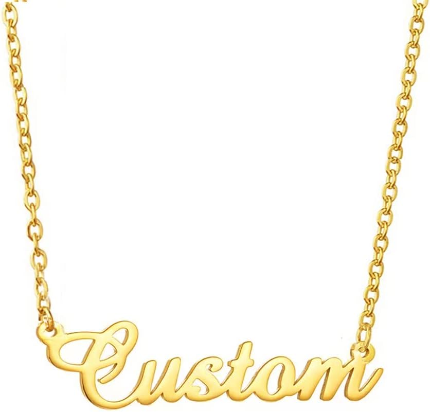 SISGEM Solid 10k 14k 18k Gold Personalized Name Necklace with 1-4 Names, Real Gold Customized Nameplate Necklace Custom Any Name Fine Jewelry Gifts for Women, Mom, Wife