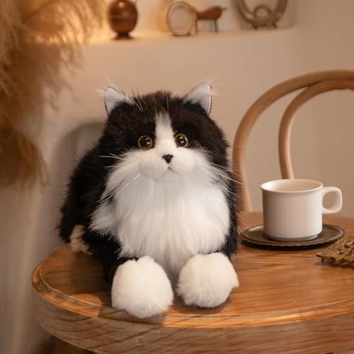 Image of Chongker Stuffed Animals Handmade Realistic Cat Plush Toy Companion for Elderly Adults Women Kids Cat Lover Surprise Gifts for Anniversary Birthday