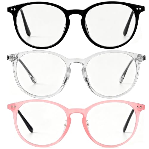 Image of Kursan Non Prescription Clear Lens Fake Glasses for Women Men Retro Round Plastic Frame Eyeglasses
