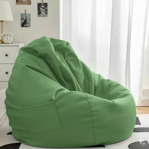 Image of 4XL Leatherette Bean Bag Chair with Footrest & Cushion with Beans Filled (Ready to Use) Color- (Green, Bean Bag Only)