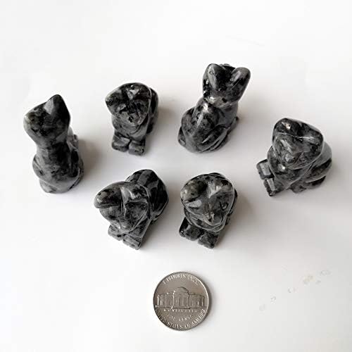 Manekieko 2 Pcs Natural Black Labradorite Pocket Carved Lucky Cat Crystals and Healing Stones Figurines Collectibles,38mm Room Decor Gemstone - Image 3