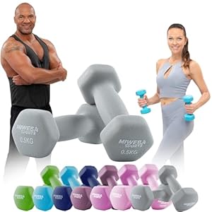 Miweba Sports Neopren Hantelset NKH100 | 𝐏𝐫𝐨𝐟𝐢 Hantel - Hexagon Hanteln Set - Kurzhanteln - Kurzhantel Set - Gymnastikhanteln - Hantel Set - Dumbbell - 0,5-10 Kg (2X 0.5 kg, Grau)