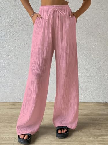 Image of Shasmi Women's Trousers | Wide Leg Casual Pants Featuring a Relaxed Silhouette | Secure fit for All-Day wear | Convenient Side Pockets | Straight-Leg Cut | Elegant Design | Premium (157)