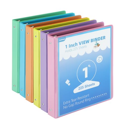 1 Inch Binders 3 Ring,6 Pack Three Ring Binder with 2 Pockets,PVC-Free,Customizable Clear View Cover for 8.5 x 11'' Letter Size Papers, Round Ring， Ideal for School, Office Supplie image 5