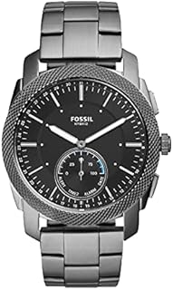 Fossil Men's 45mm Machine Stainless Steel Hybrid Smart Watch, Color: Smoke (Model: FTW1166)