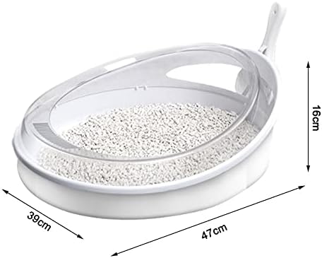 Pet Toilet Portable Cat Toilet Semi-Enclosed Kitty Litter Box Large Splash-Proof Cat Potty Tray with Shovel Non-Toxic Cleaning Pet Product Dog Pee Pads (B grey)