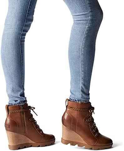 Sorel Women's Joan Uptown Lace Bootie — Hazelnut Leather, Gum 10 — Waterproof Leather Wedge Boots — Size 6.5 | Image 5