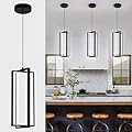 EIDISUNY Modern Led Pendant Light Fixture, 15W led Pendant Lights Kitchen Island, 4500K Daylight White Pendant Lamp, Adjustable Height Black Pendant Light for Kitchen Dining Room Bedroom