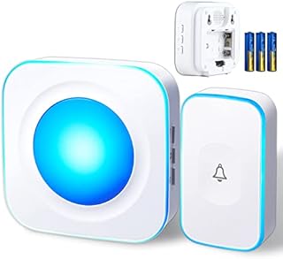 Wireless Doorbell Battery Operated Flashing Wireless Doorbells for Home 1200FT Doorbell chime with 1 Doorbell Button & 1 Portable Doorbell,36 Ringtones 4 Volume White FUHONGRUI