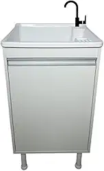 Tanque Lavanderia 26 Lts + Gabinete Mdf Acesso P/torneira Entregue Montado (Branco)