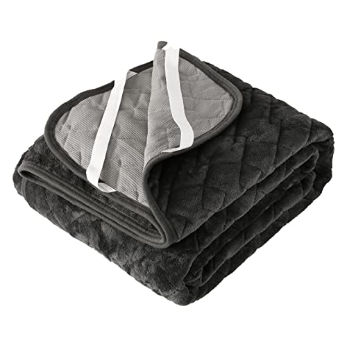 SUSAN'S GARDEN リバーシブル敷パッド フランネル ワッフル 帝人マイティトップⅡわた使用 抗菌防臭防ダニ加工 吸湿速乾 あったか なめらか ゴムバンド付き 丸洗いOK ベッドパッド 敷パッド 両面使用 グレー クイーン