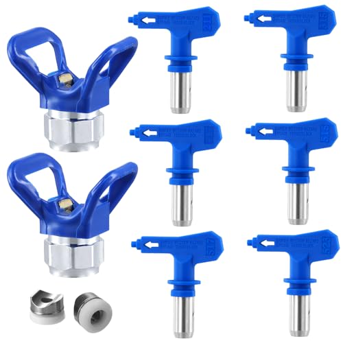 QWORK® Puntas de pulverización de Pintura sin Aire, Juego de boquillas Reversibles, 6 tamaños (211/315/417/517/515/523) para hogares y construcción