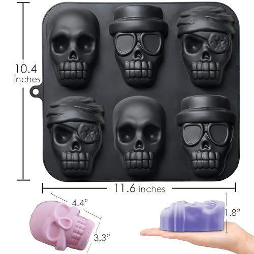 image for HKNMTT Halloween Silicone Molds for Baking Extra large, 6 Cavities 3D 