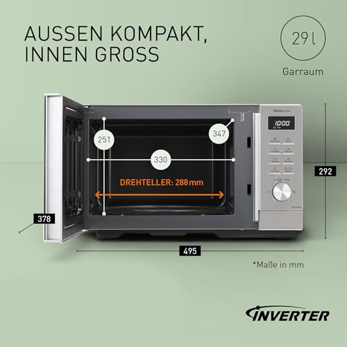 Panasonic NN-SD37QSEPG Solo-Mikrowellenofen, 29 l, 1000 W, automatisches Auftauen, 11 automatische Programme, Timer, Silber & Edelstahl – Bild 5